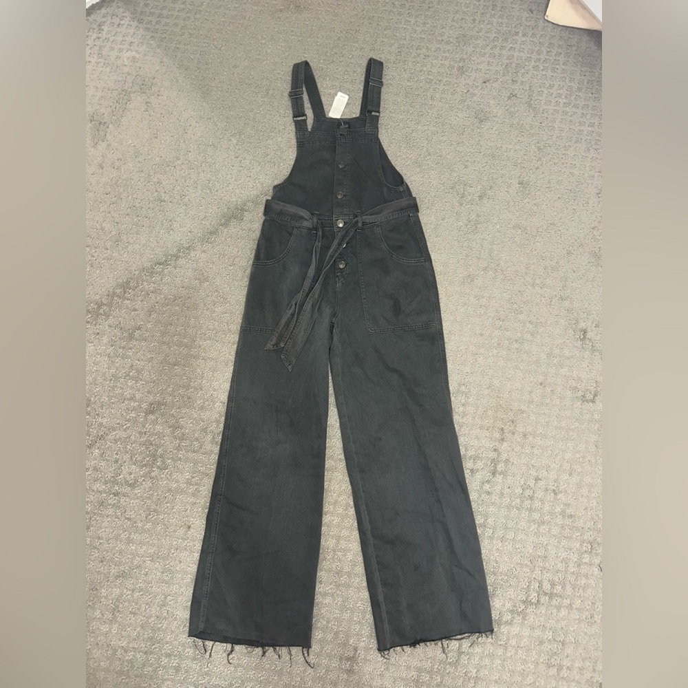 Aerie Charcoal Denim Overalls